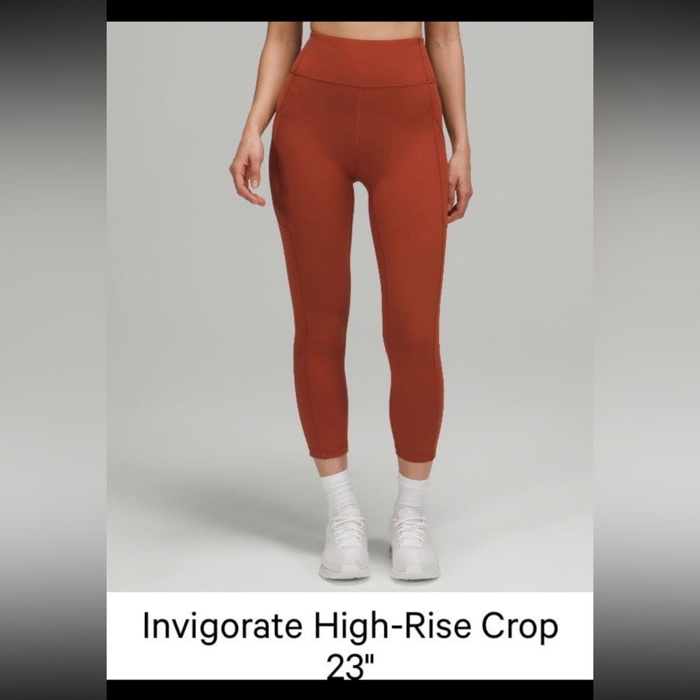 Lululemon Invigorate High-Rise Crop 23" size 10 in cayenne.
